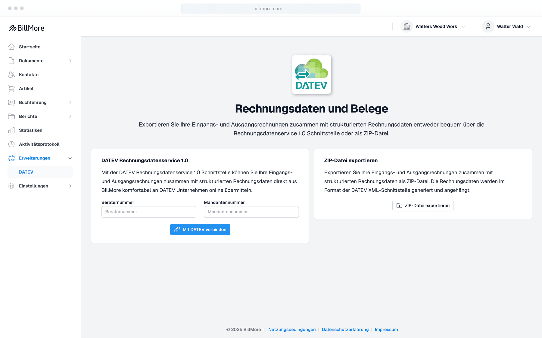 Rechnungssoftware mit DATEV-Schnittstelle
