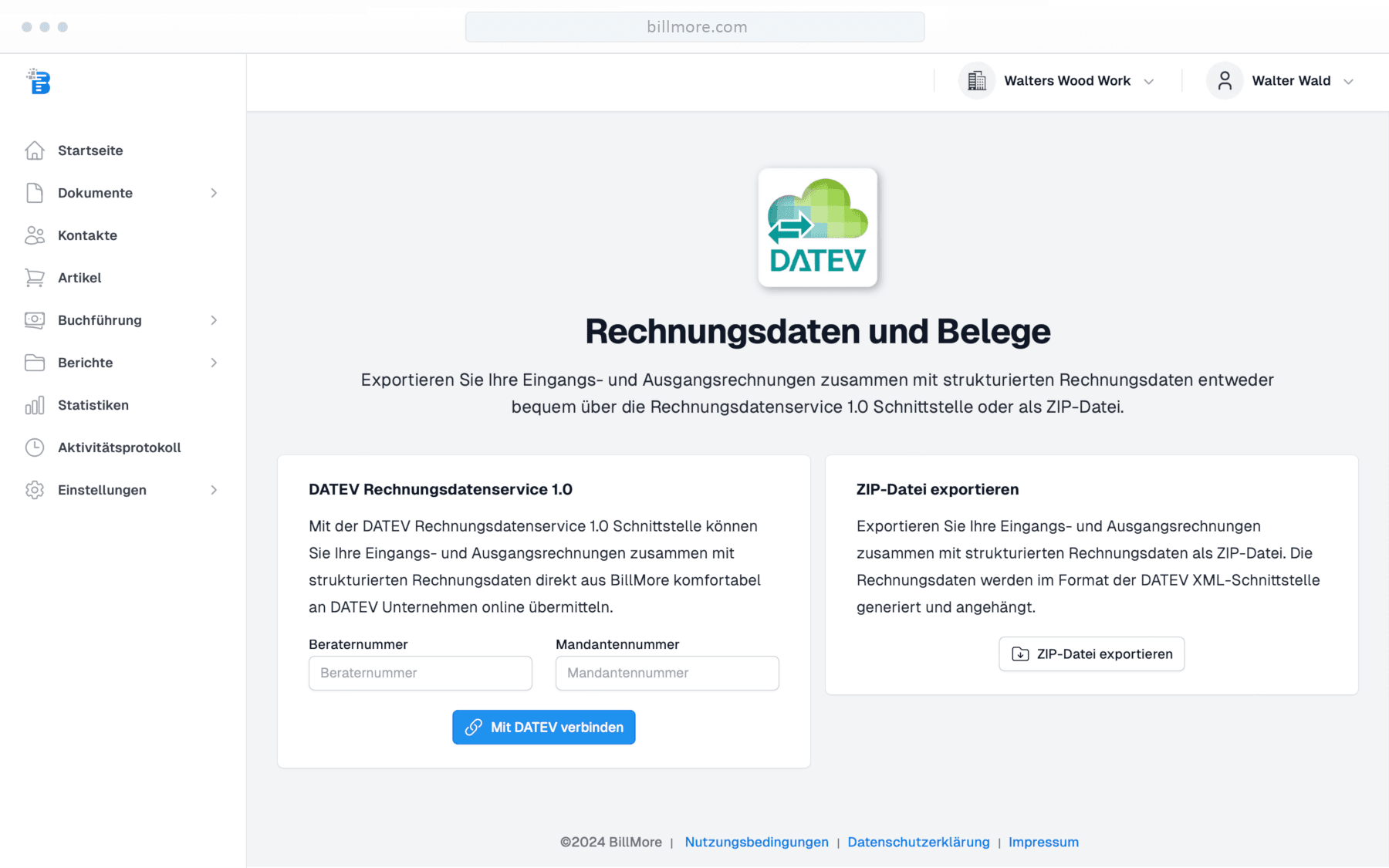 Rechnungssoftware mit DATEV-Schnittstelle