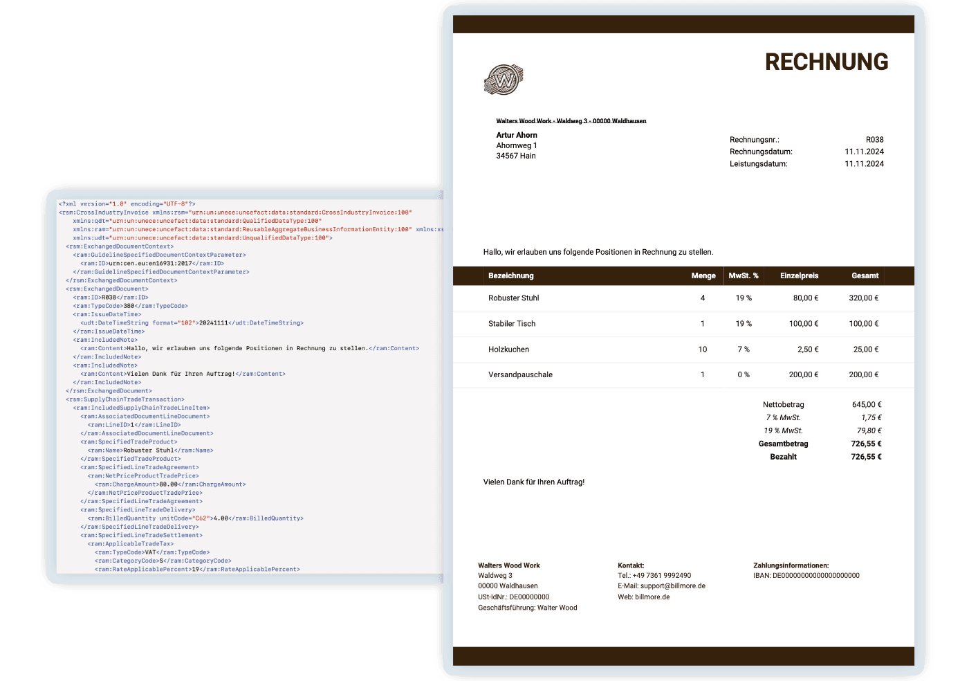 E-Rechnung mit XML Datei