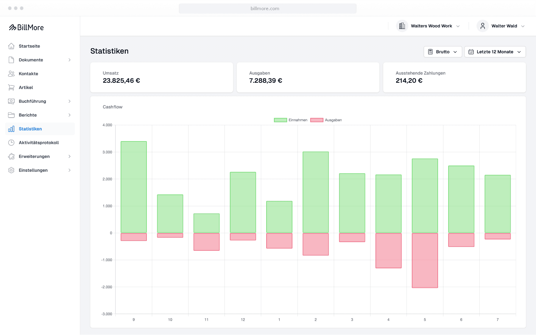 Statistik der Einnahmen und Ausgaben